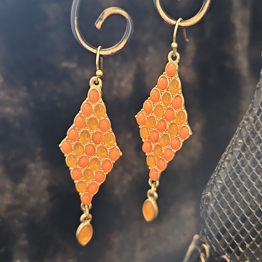 Vibrant Orange Dangle Earrings
